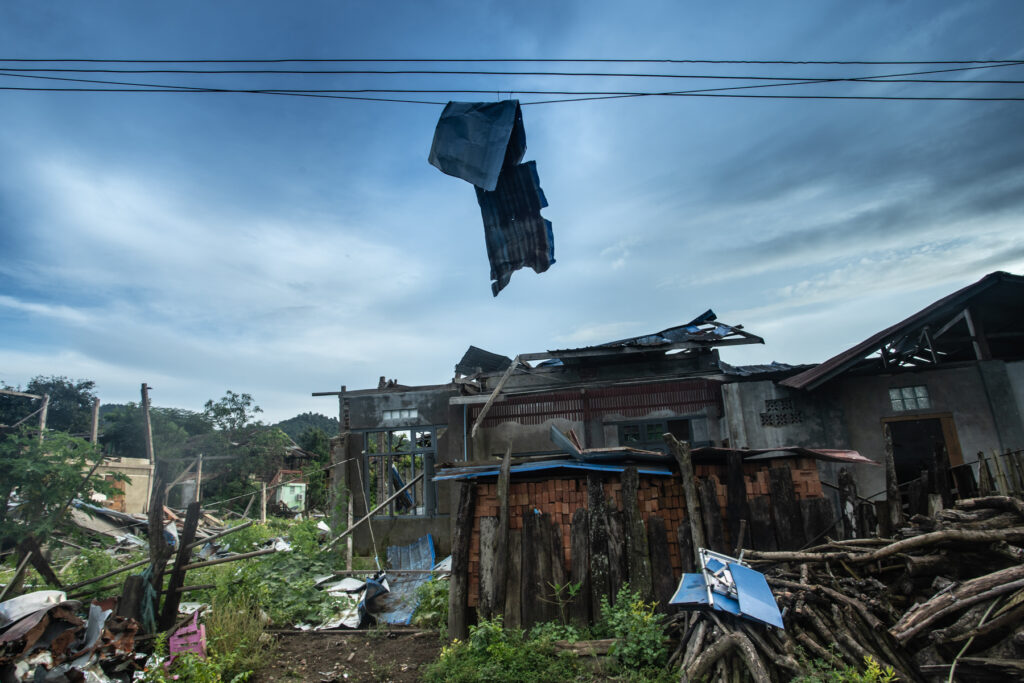 Homes burned down by the military council in the Dawphoneyan village tract.