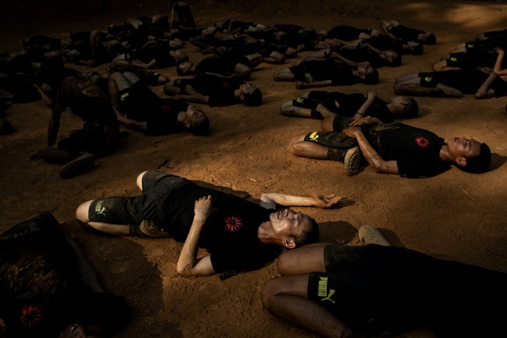 New BPLA recruits exercise during a training session at a camp in Karen State, Myanmar, March 6, 2024.
